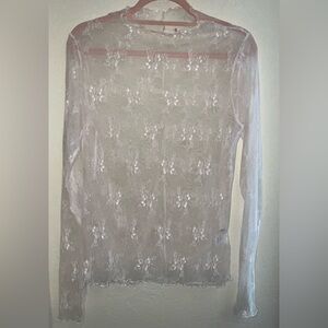 Elegant Sheer Lace Blouse - White
